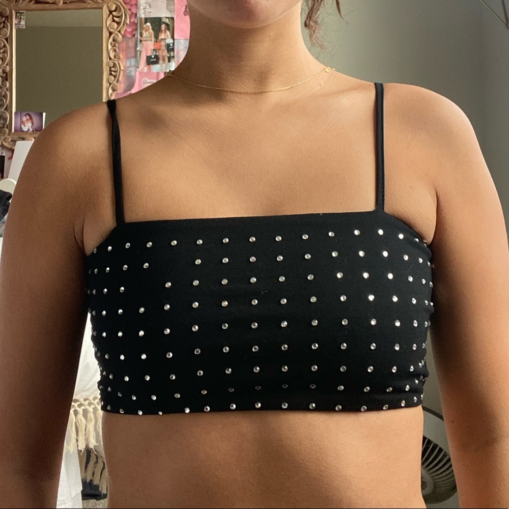 SUPERDOWN: Marielle Rhinestone Crop Top